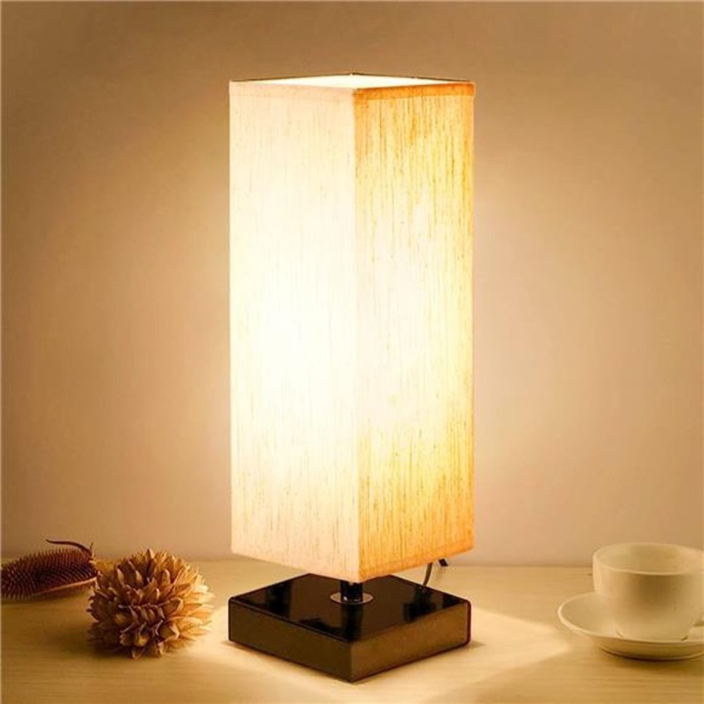 Small Table Lamp for Bedroom -Bedside Lamps for Nightstand,Minimalist Solid Wood